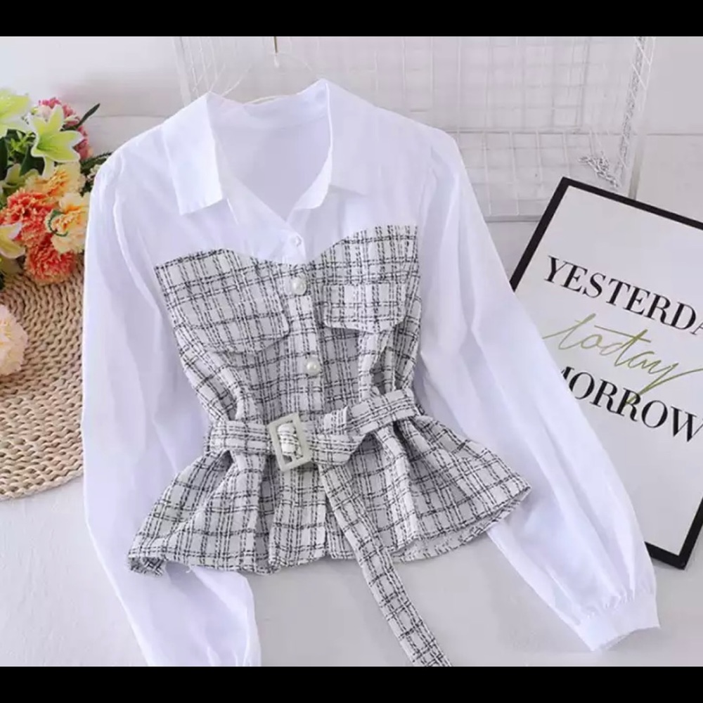 White and Plaid blouse